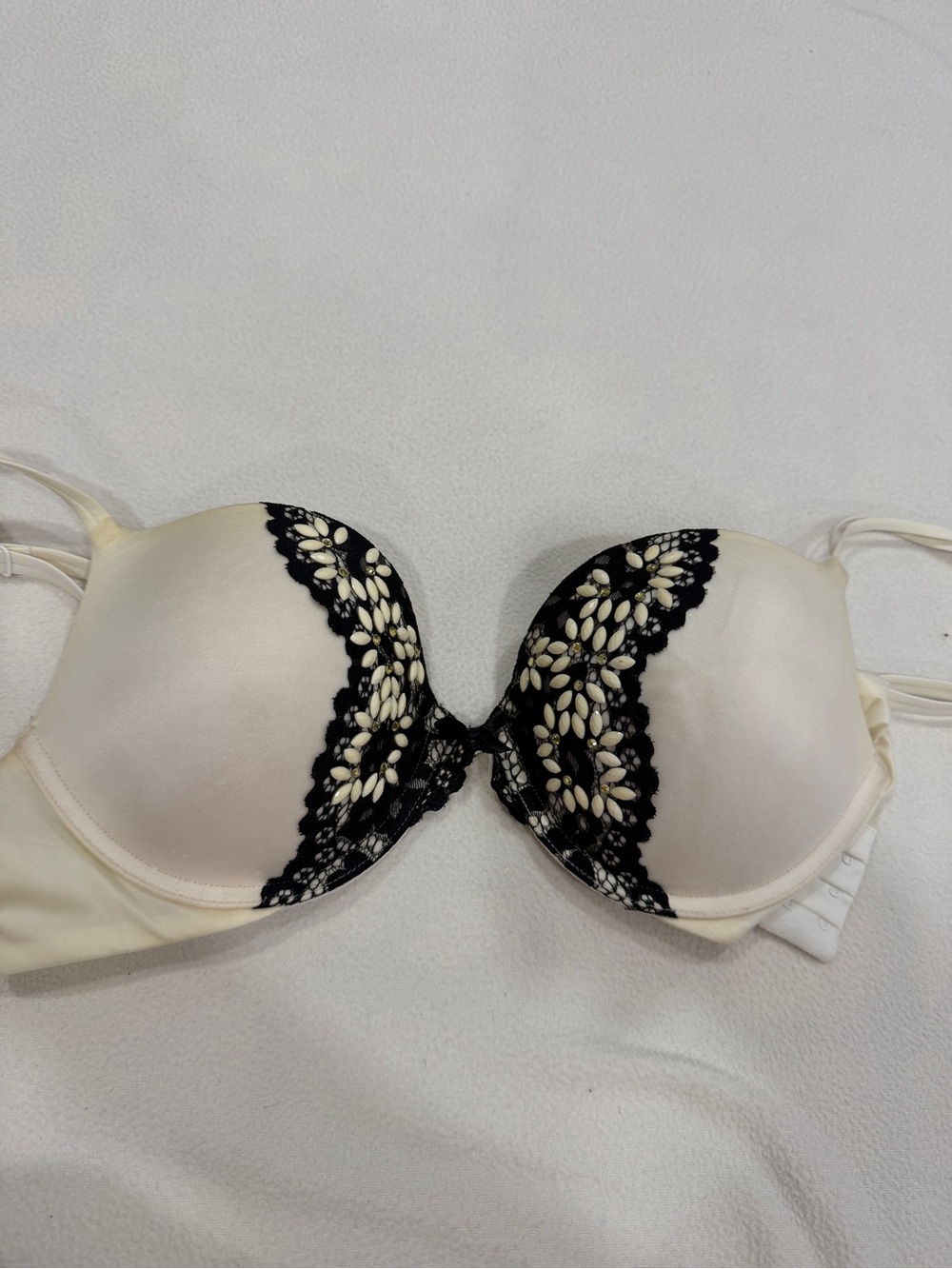 Victoria Secret  36C Bra Beaded Flowers And Rhinestones